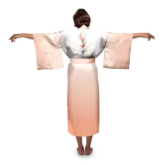 Peach Gradient Mandala Kimono